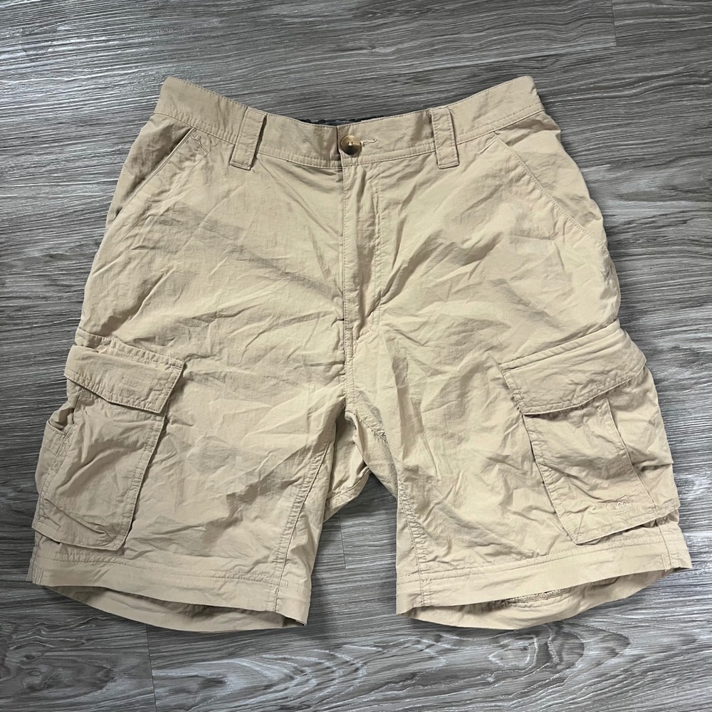 REI Sahara Mens Cargo Shorts Tan Khaki Nylon Hiking Outdoor Size Medium 30L